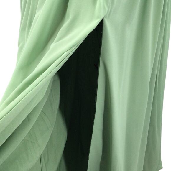 FORMAL PARTY SZ 12 L green cold shoulder lace up bridesmaid maxi dress NEW B125 - Picture 3 of 10